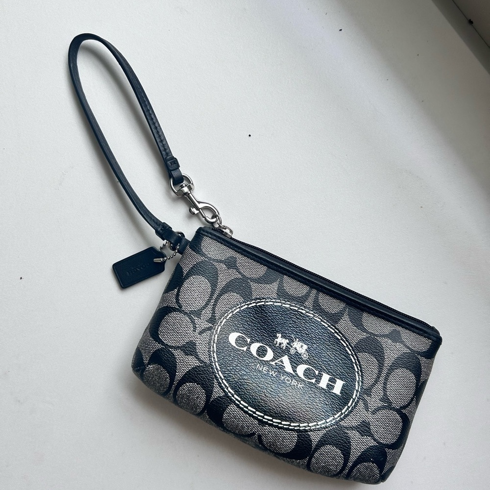 Coach Monogram Black and Gray Wristlet